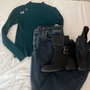 Teal turtleneck sweater